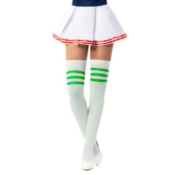 Cheerleader kniekousen one-size wit en groen