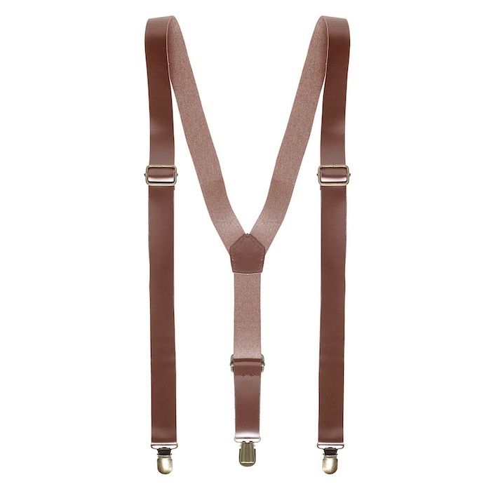 Leren look bretels Bruin