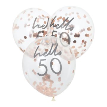 Hello 50 roségouden ballonnen 5X - 30 cm