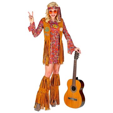 Hippiejurk met franjesvest en laarzenoverrokken