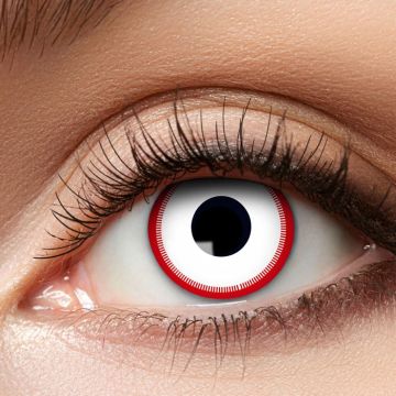 Contactlenzen wit en rood zaag