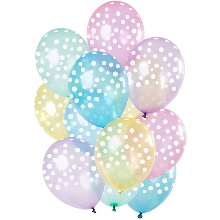 Pastelgekleurde ballonnen met stippen 12x - 33 cm