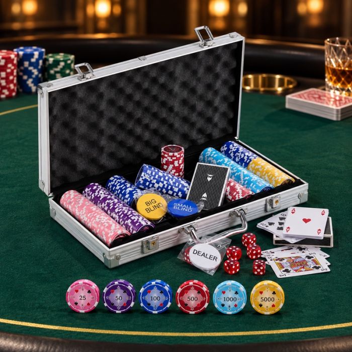 Pokerset 300 chips 11,5g. aluminiumkoffer high stakes PartyVikings 