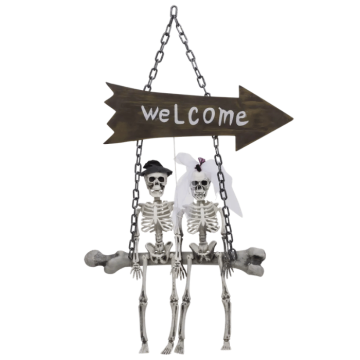Halloween Skeletten bruidspaar op schommel - 72 cm