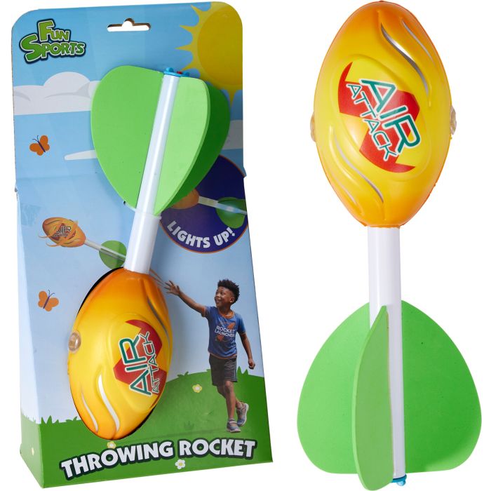 Verlichte gooi-raket in geel 28 cm