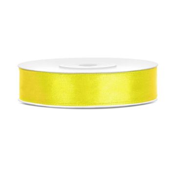 Geel satijnlint - 12 mm x 25 m