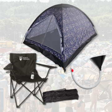 Festivalpakket 3 personen premium - FLOKI tent, festivalstoel enz.
