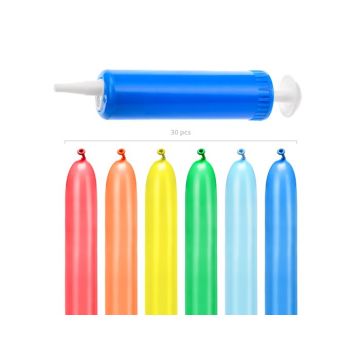 Ballondieren modelleren kit met ballonnen en pomp 30 delen - 130 cm