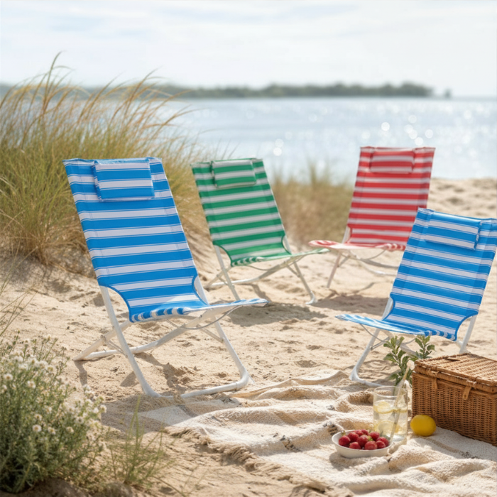 Gestreepte strandstoelen 42x72x37/77 cm
