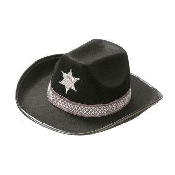 Zwarte sheriff cowboyhoed