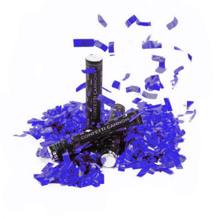 Blauwe confettitube 40 cm PartyVikings - Metallic Rechthoekig