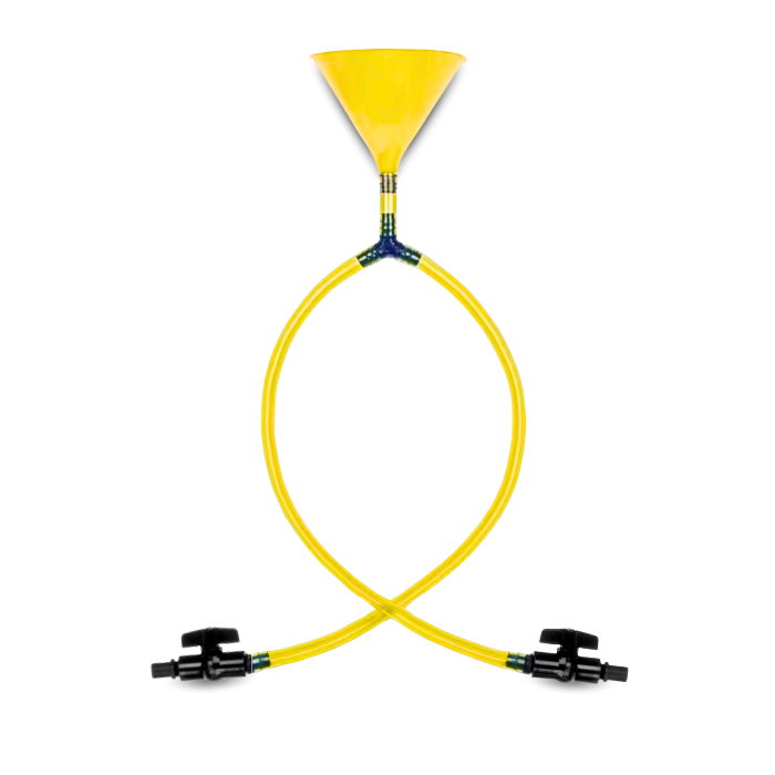 Dubbele trechter bierbong geel