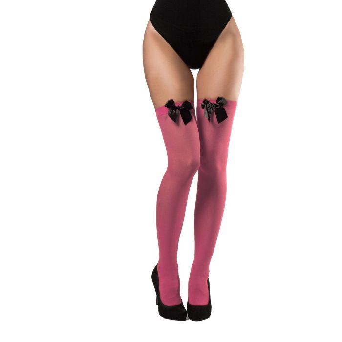 Sokken met strik in pink en zwart one-size voor vrouwen
