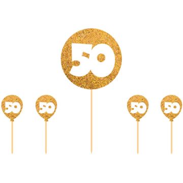 50 Jaar Taartdecoratie Goud 5x