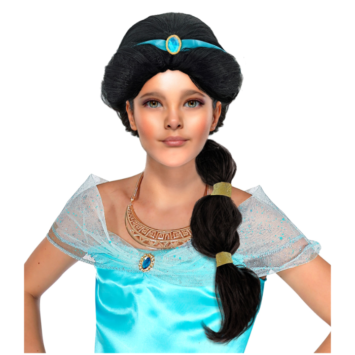 Arabische prinsessenperuk met blauw haarband voor kinderen