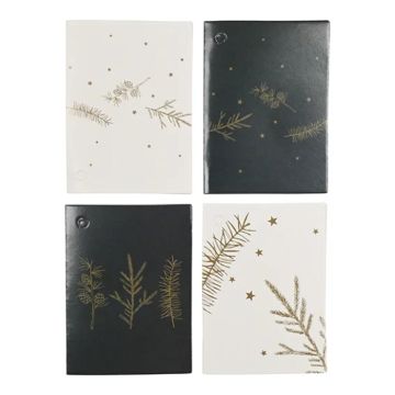 Cadeaukaartjes in zwart en wit met gouden motieven evergreen 16x Het Oude Apotheek