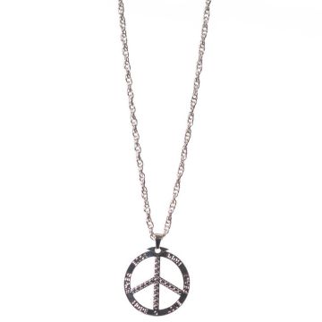 Zilveren hippie peace ketting