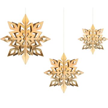 Gouden Sneeuwvlokdecoratie 6x 