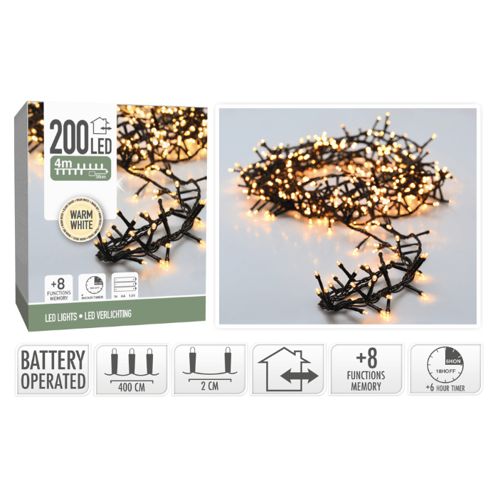 LED lichtslinger 200 LED Warm wit met stekker - 4 m