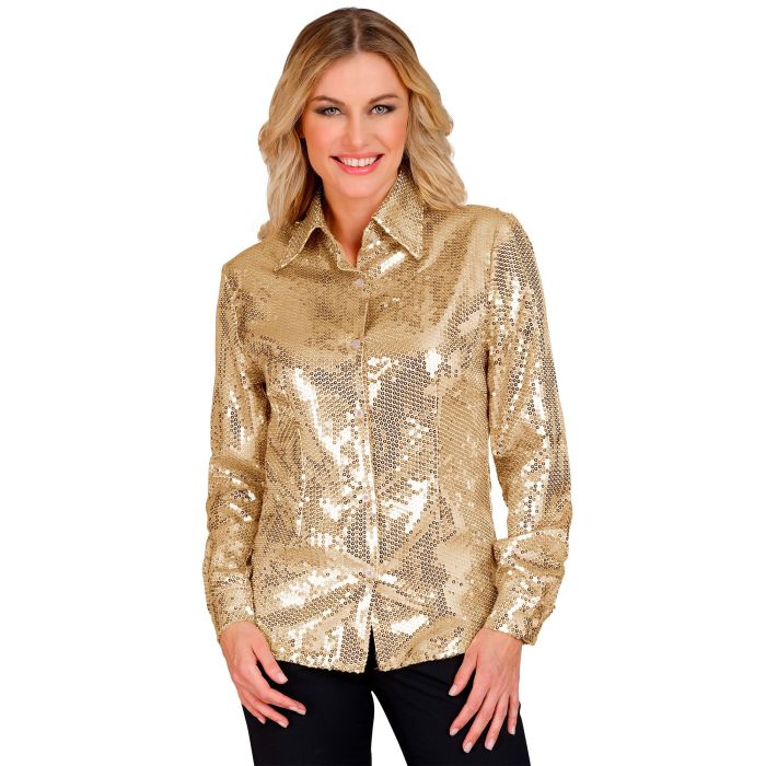 Pailletten blouse voor dames in goud
