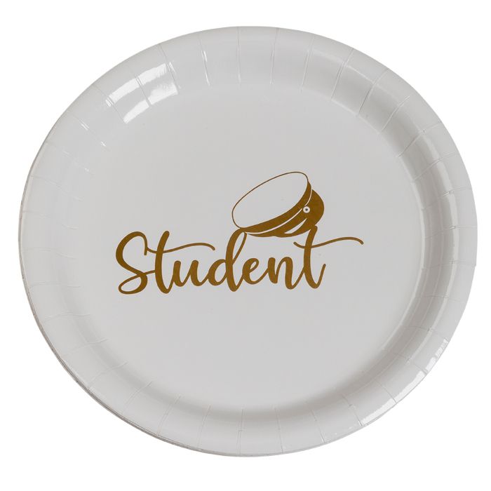 Papieren borden met studentenmotief goud 8x - 23 cm