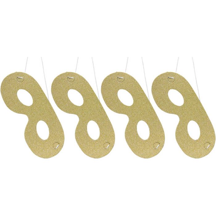 Gouden glitter oogmasker 4x - 21x7,5 cm