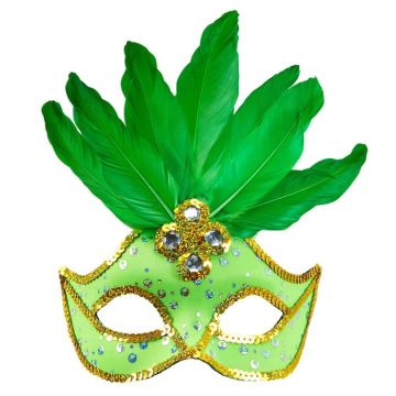 Groene Braziliaanse Maske met veren
