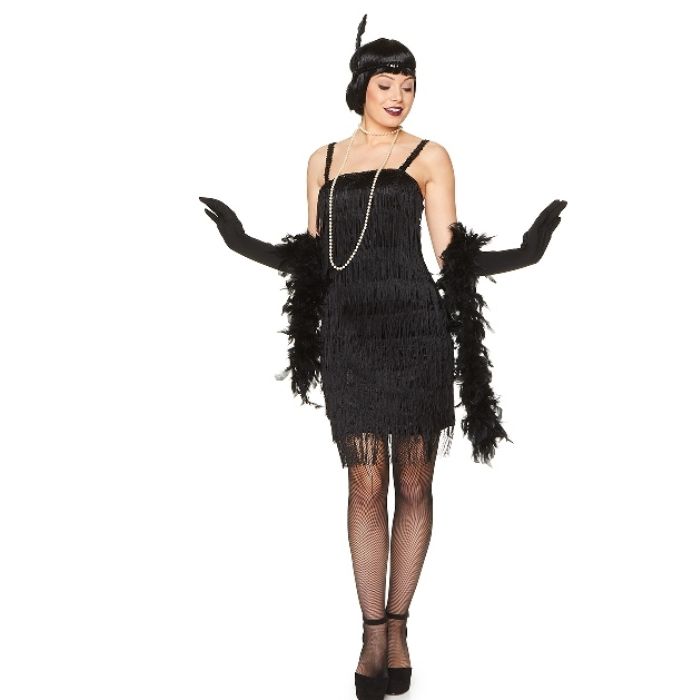 Retro jaren 1920 zwart flapper kostuum voor vrouwen