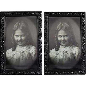 Griezelig 3D halloween portret met wisselend beeld 38x25 cm - Klein meisje portret