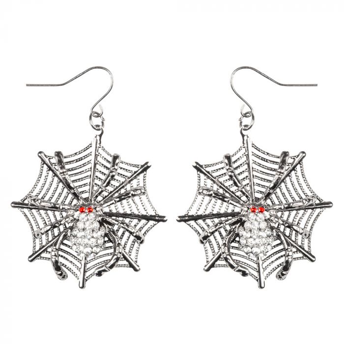 Oorbellen spinnenweb in zilver