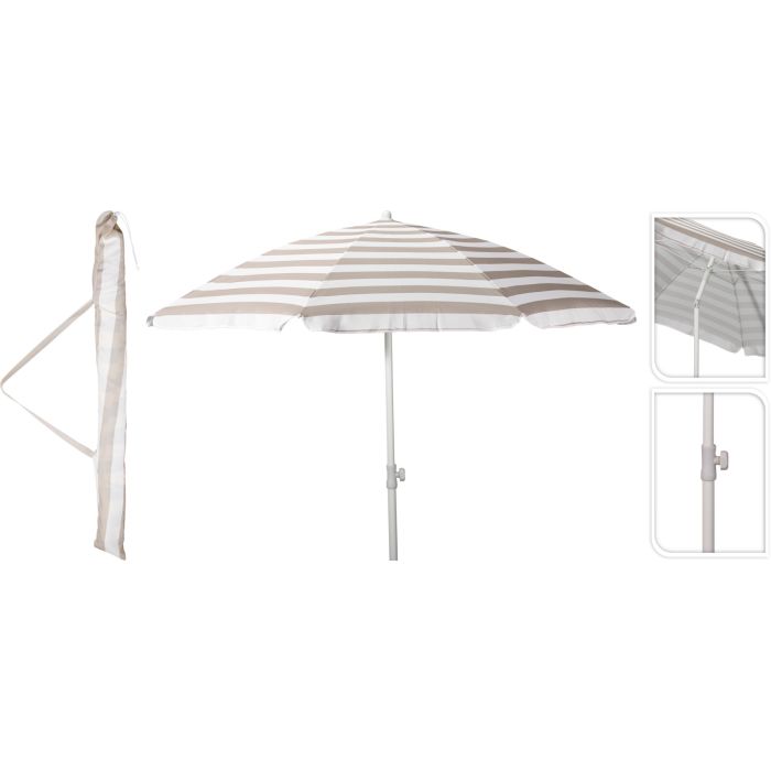 Strandparasol met kantelfunctie, taupe en wit, meer dan 200 cm