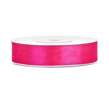 Donkerroze satijnlint - 12mm x 25m