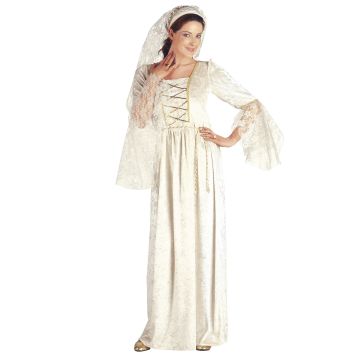 Elegante jurk kostuum met sluier en hoofdtooi