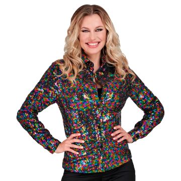 Pailletten shirt voor dames in multicolor
