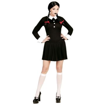 Zwarte gotische halloween schoolmeisjesjurk
