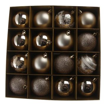 Kerstballen met glitters in matte en glanzende goud 16x - 6 cm