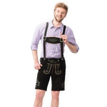 Tyroler lederhosen broek Gustav kort zwart