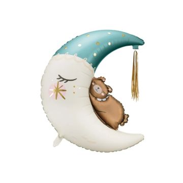 Folieballon teddybeer op de maan 80x98 cm