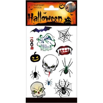 Nep-tatoeages met griezelige Halloween-motieven - 12x