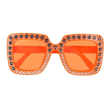 Oranje disco brillen met bling