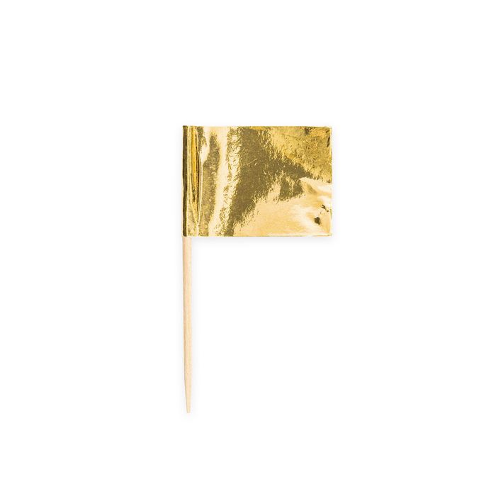 Metallic gouden vlaggen houten stokjes 50x 6,5 cm