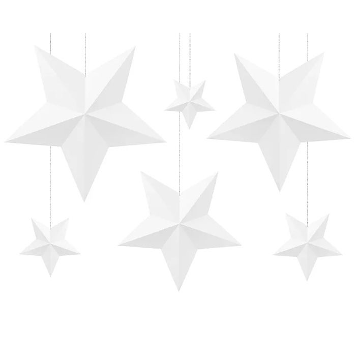 Witte Sterren Plafonddecoratie 6x