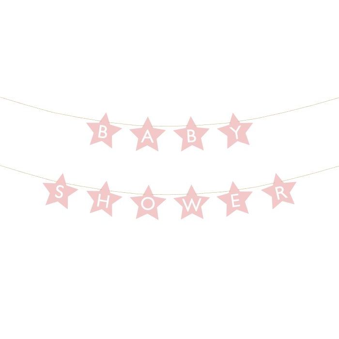 Roze babyshower ster slinger - 290x16,5 cm