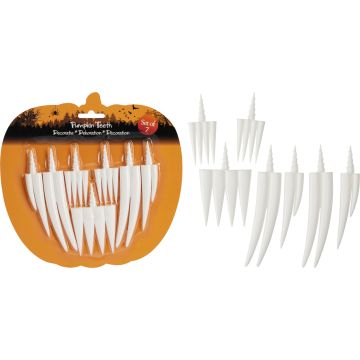 Plastic pompoentanden voor Halloween, 7 stk