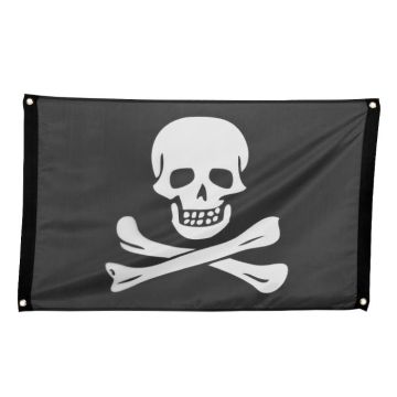 Zwarte piratenbanner met doodskop - 90x60 cm