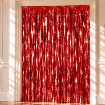 Rood Glittergordijn - 100 x 240 cm
