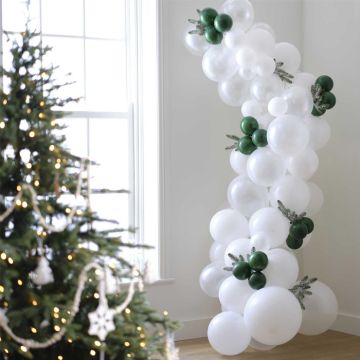 Kerst Ballonnaal Sneeuwwit & Donkergroen 83 delen