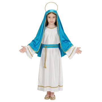 HEILIGE MARIA (jurk, riem, hoofddeksel, halo) Wit