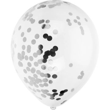 Ballon met zilveren confetti 8x - 30 cm