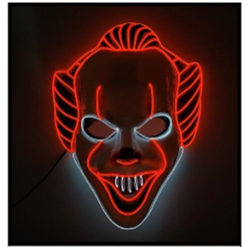 Griezelige rode Pennywise clown LED masker